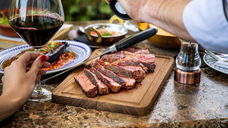 Steak on cutting board