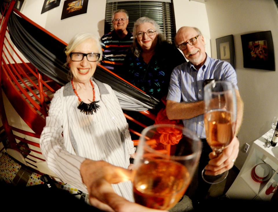 Times Reporter/Columnist Maggie Martin (clockwise from right) Bob and Pam Atchison and Martin’s husband, Paul L. Schuetze take a tour of the Shreveport Regional Arts Council Kallenberg Artist Tower. Martin/Schuetze were the first overnight guests in the tower.