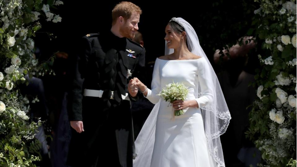 Prince Harry and Meghan Markle wed at St George’s Chapel in Windsor Castle in May 2018 (Jane Barlow – WPA Pool/Getty Images)