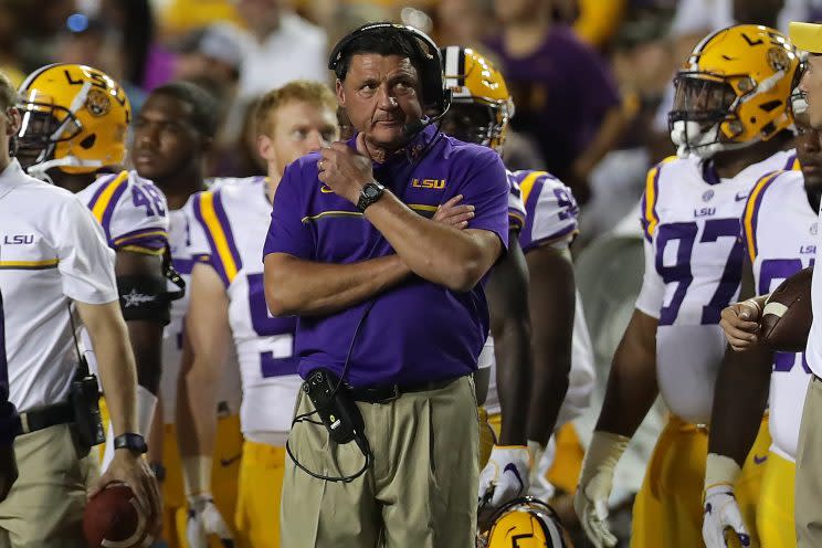 Ed Orgeron was hired as LSU’s permanent coach in November. (Getty)