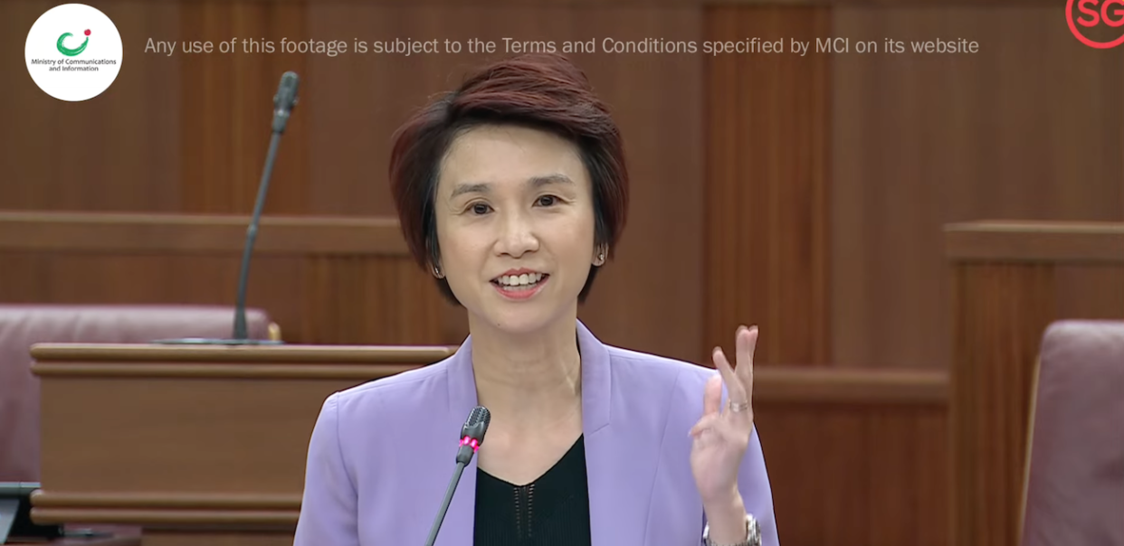 Minister of State for Culture, Community, and Youth Low Yen Ling announces $100 million allocation over four years for Our SG Arts Plan 2023 - 2027 during her ministry's committee of supply in Parliament on Thursday (7 March)