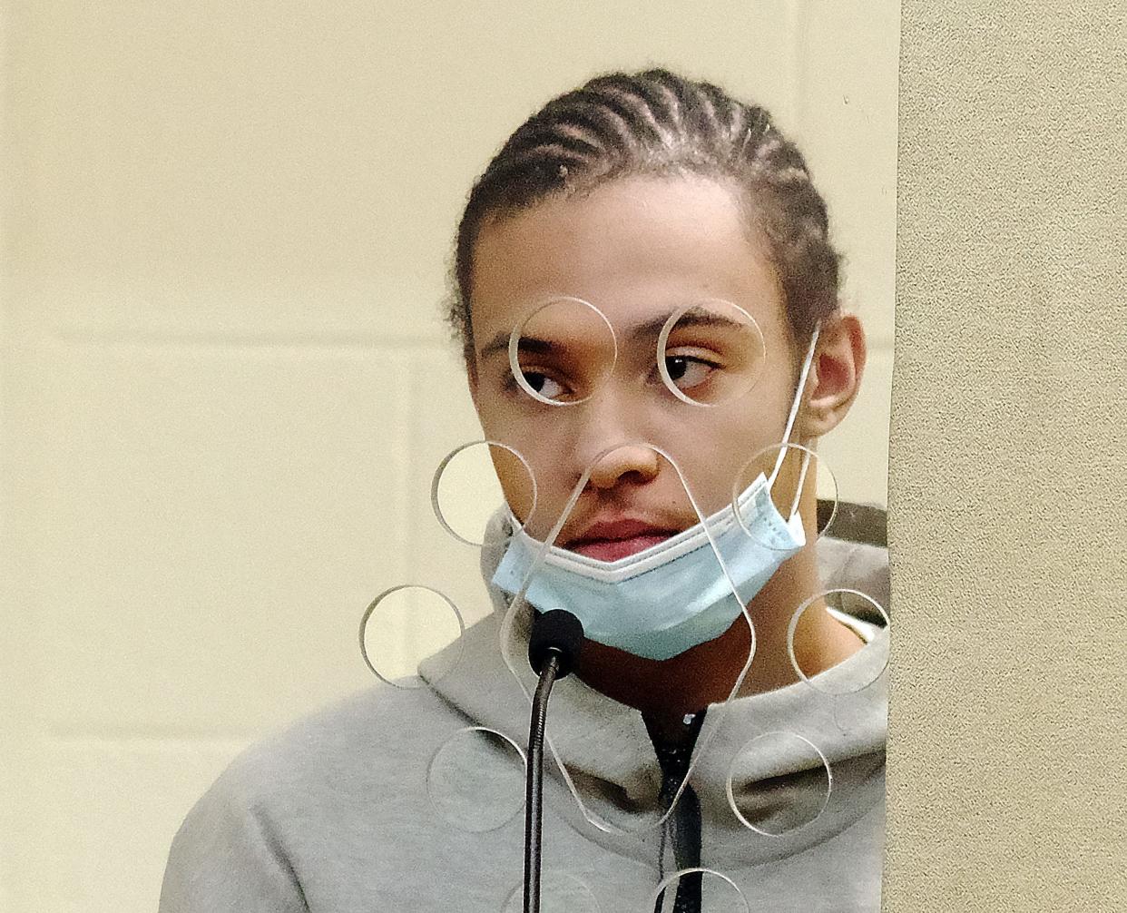 Jeremy Depina, 15, of Brockton, is arraigned in Brockton District Court on Monday, Feb. 28, 2022, on a charge of murder in the killing of Fabio Andrade-Monteiro.