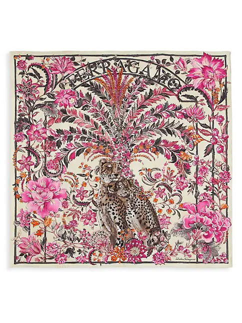 Ferragamo Giaguari Print Silk Foulard