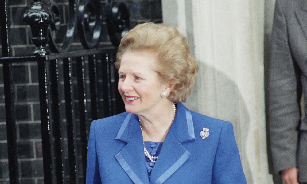  Margaret Thatcher leaves 10 Downing Street residence on 22 November 1990 for Buckingham Palace to inform the Queen of her decision to resign. 