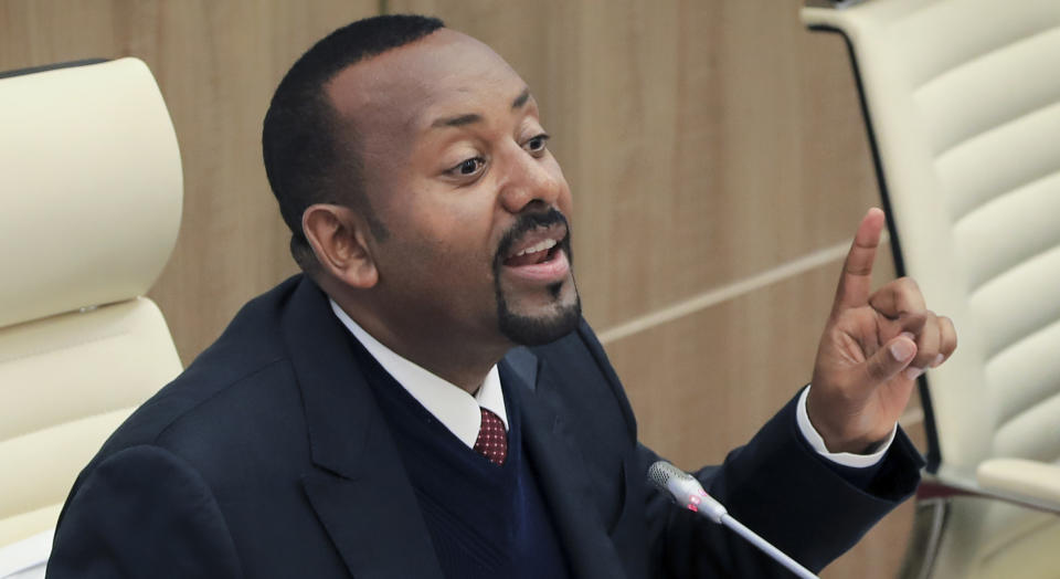 FILE - Ethiopia's Prime Minister Abiy Ahmed addresses lawmakers at the parliament in Addis Ababa, Ethiopia Thursday, July 7, 2022. Even as Ethiopian Prime Minister Abiy Ahmed attends the U.S.-Africa summit this week to promote last month's peace agreement between his government and authorities from the country's Tigray region, the larger region of Oromia appears increasingly unstable (AP Photo, file)