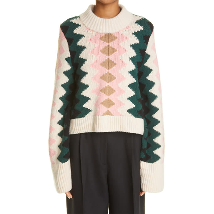 Khaite Lima Intarsia Zigzag Cashmere Sweater