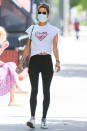 <p>Alessandra Ambrósio sports a comfy cropped tee and leggings as she makes her way through L.A. on Monday.</p>
