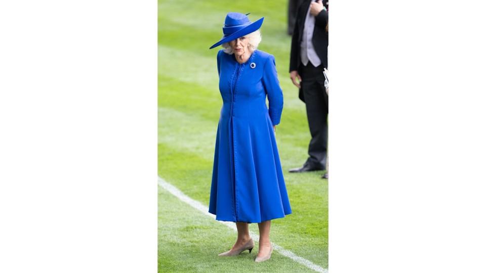 Queen Camilla in royal blue to day one of Royal Ascot 2024