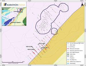 Location of Victory Deposit Exploration Drill Hole Collars VGD-21-067 to VGD-21-085