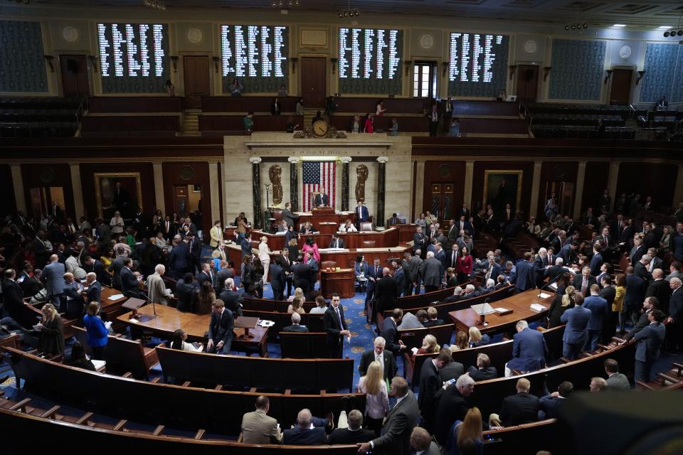 House Speaker Kevin McCarthy of Calif., stands center in the House Chamber, Thursday, May 11, 2023, at the Capitol in Washington. | Jacquelyn Martin, Associated Press