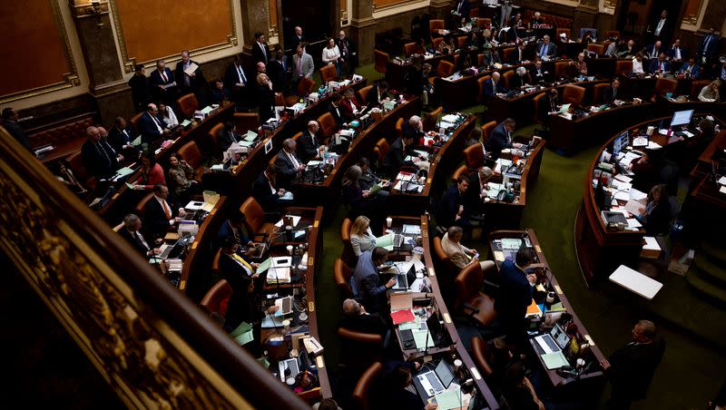 Lawmakers work in the House Chamber at the Capitol in Salt Lake City on the last night of the legislative session, Friday, March 3, 2023. How will Utahns rate this year’s session?