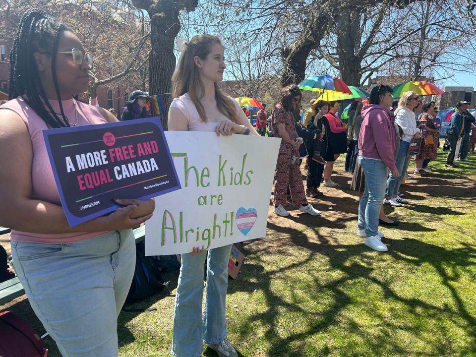 Folks who gathered at the Rainbow Equality Rally on P.E.I. did so in solidarity with others across the country also holding rallies this week.