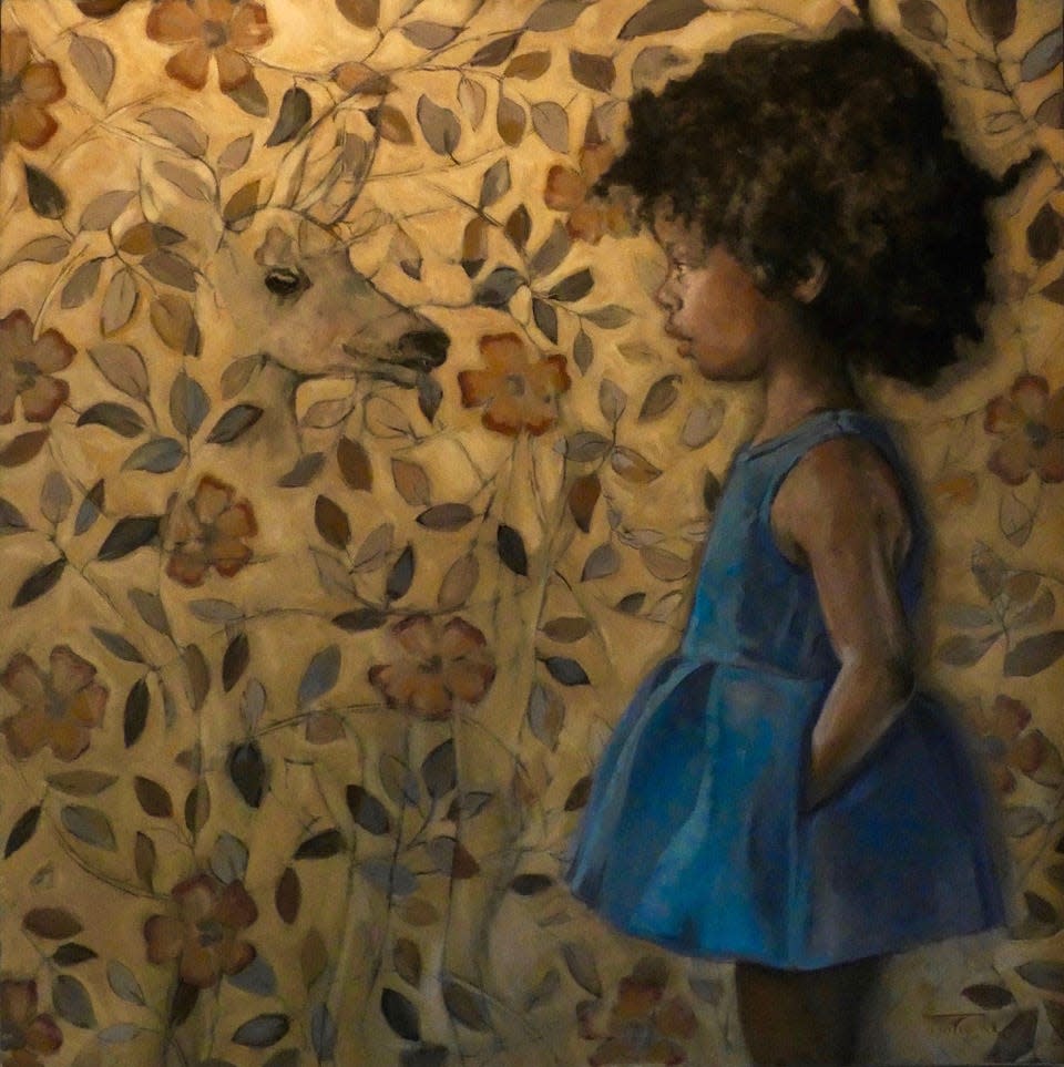 “Yesterday’s Pocket of Memories” by Melodie Thompson is one of 16 works in " ... of Black Skin," which runs through April 1 at Capital University’s Schumacher Gallery.