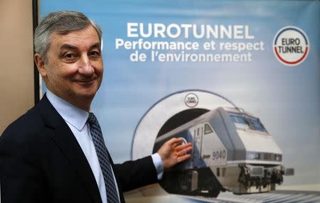 Jacques Gounon, Chairman and Chief Executive Officer of Eurotunnel, poses before the company's 2015 annual results presentation in Paris, France, February 18, 2016. REUTERS/Philippe Wojazer