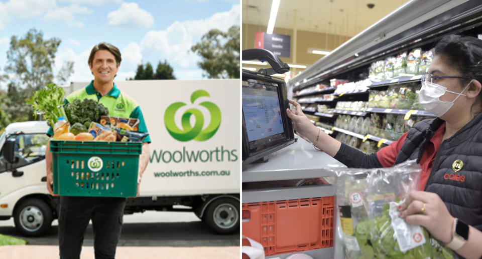 Woolworths and Coles home delivery services comparison.