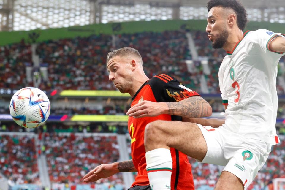 Toby Alderweireld in action in the centre of Belgium’s defence (EPA)