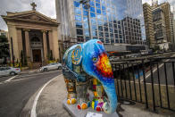 <p>A herd of 85 elephants will spread through the streets of São Paulo from this Tuesday (1st), when the city receives the Elephant Parade on Aug. 1, 2017. (Photo: Sebastiao Moreira/EPA/REX/Shutterstock) </p>