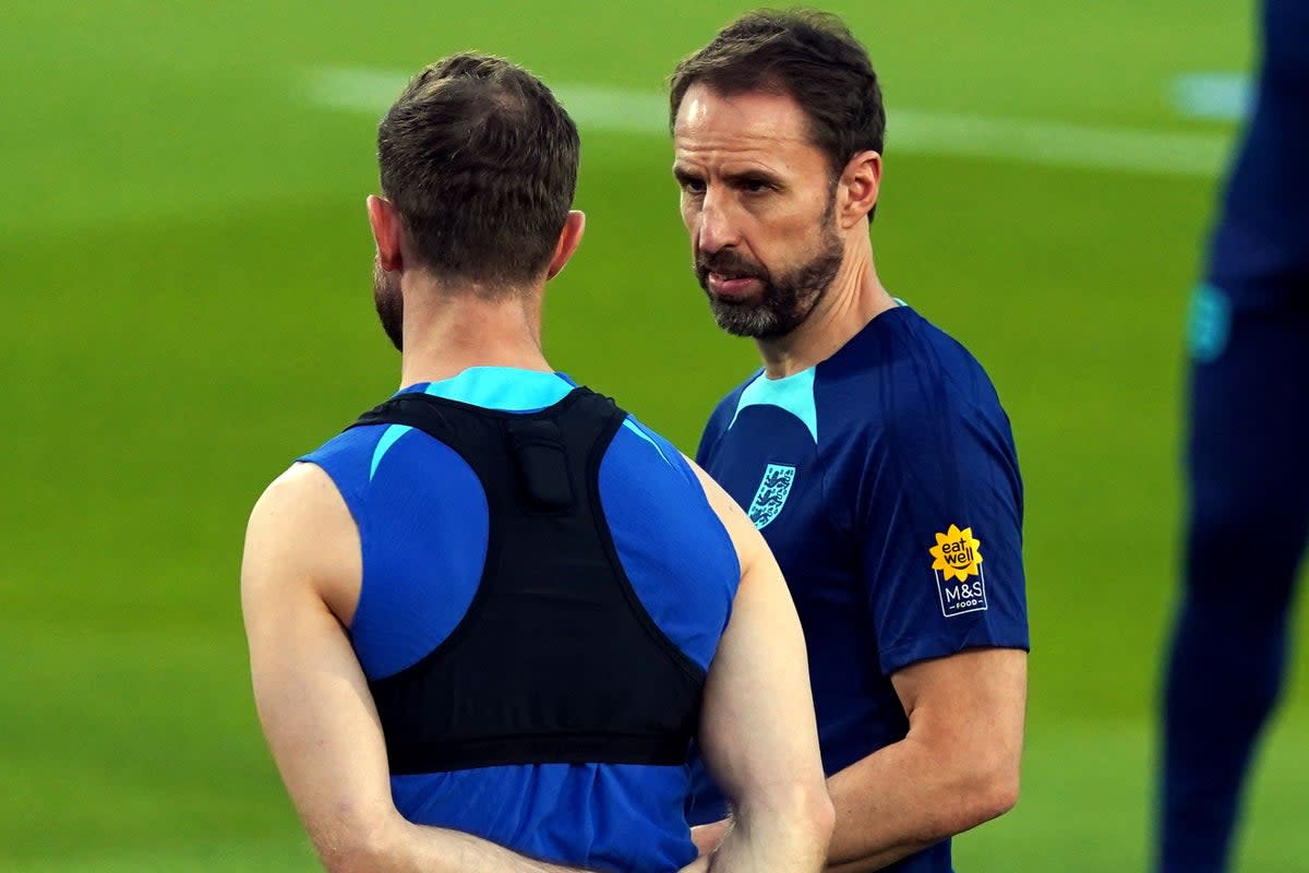 Gareth Southgate (right) has decisions to make on his team for England’s opening game against Iran (Nick Potts/PA) (PA Wire)