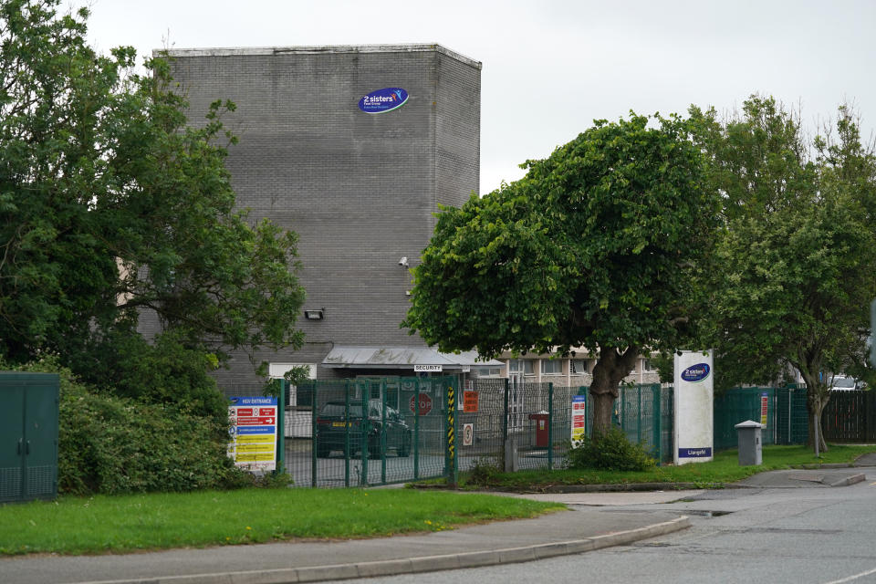 ANGLESEY, June 23, 2020 - Photo taken on June 23, 2020 shows a general view of the 2 Sisters food factory in Llangefni, Anglesey, Britain. TO GO WITH "Over 300 food process workers in Wales test positive for COVID-19" (Photo by Jon Super/Xinhua via Getty) (Xinhua/Jon Super via Getty Images)