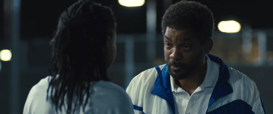 Will Smith as Serena Williams's dad coaching her in tennis