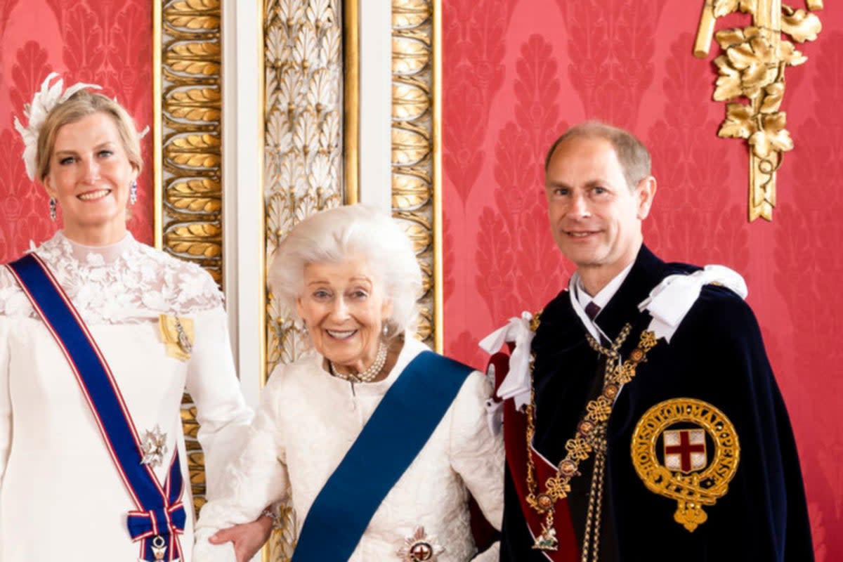 A close-up of Princess Alexandra (centre) in the official portrait (PA)