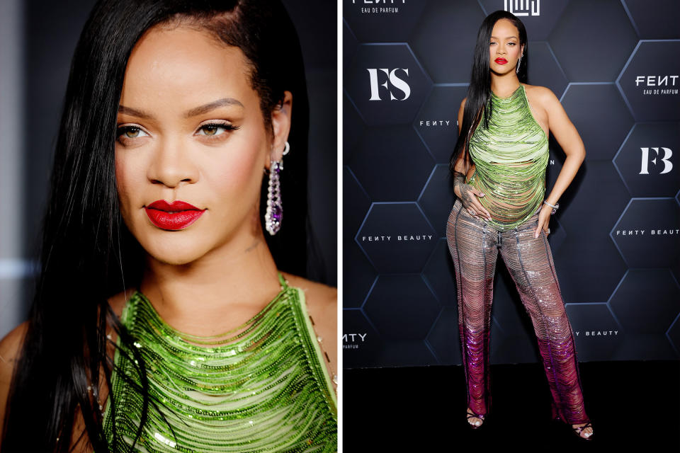 Rihanna celebrates Fenty Beauty & Fenty Skin at Goya Studios in Los Angeles on Feb. 11, 2022.<span class="copyright">Rich Fury—Fenty Beauty and Fenty Skin/Getty Images (2)</span>