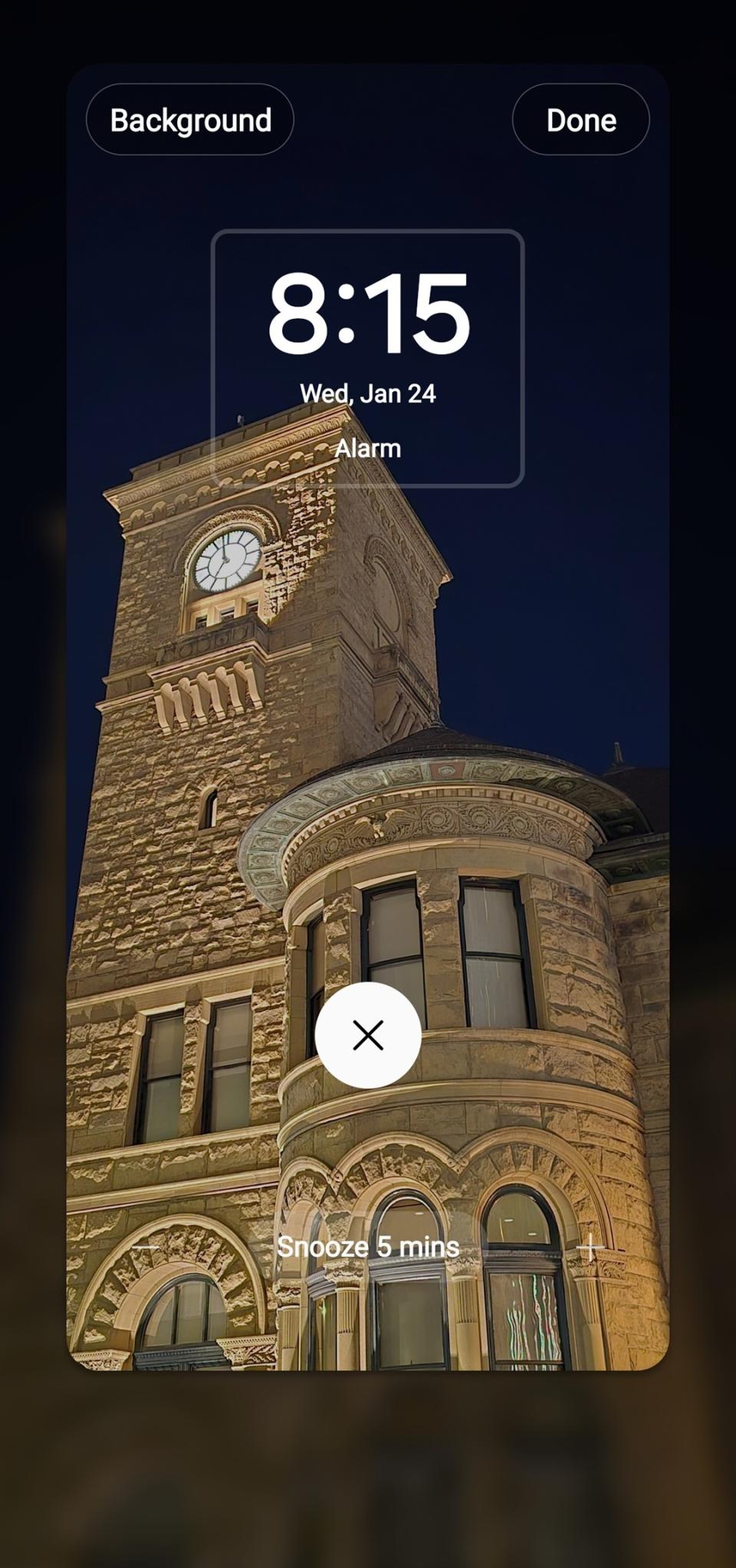 Custom alarm clock background