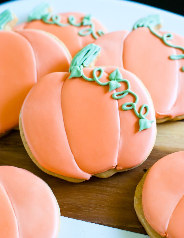 <p>Even if you've never made cookies with royal icing before, this easy recipe will take you through the method step by step. PS: How cute are these pumpkin patch cookies?</p><p><strong><a href="https://www.thepioneerwoman.com/food-cooking/recipes/a79957/spiced-pumpkin-cut-out-cookies/" rel="nofollow noopener" target="_blank" data-ylk="slk:Get the recipe.;elm:context_link;itc:0;sec:content-canvas" class="link ">Get the recipe.</a></strong> </p><p><a class="link " href="https://go.redirectingat.com?id=74968X1596630&url=https%3A%2F%2Fwww.walmart.com%2Fsearch%2F%3Fquery%3Dbaking%2Btools&sref=https%3A%2F%2Fwww.thepioneerwoman.com%2Ffood-cooking%2Fmeals-menus%2Fg33565118%2Fpumpkin-dessert-recipes%2F" rel="nofollow noopener" target="_blank" data-ylk="slk:SHOP COOKIE DECORATING SUPPLIES;elm:context_link;itc:0;sec:content-canvas">SHOP COOKIE DECORATING SUPPLIES</a></p>