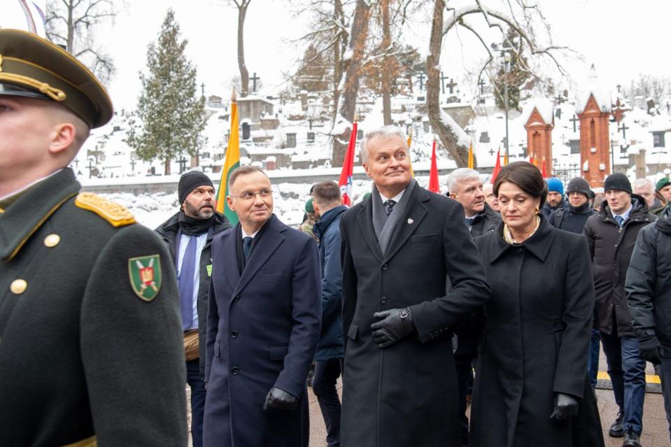 Polish President Andrzej Duda and Lithuanian President Gitanas Nauseda attended a ceremony commemorating the anniversary of the beginning of the failed 1863 January Uprising against Russian rule, in Vilnius, Lithuania, on Jan. 21, 2024. (Gitanas Nauseda/ X)