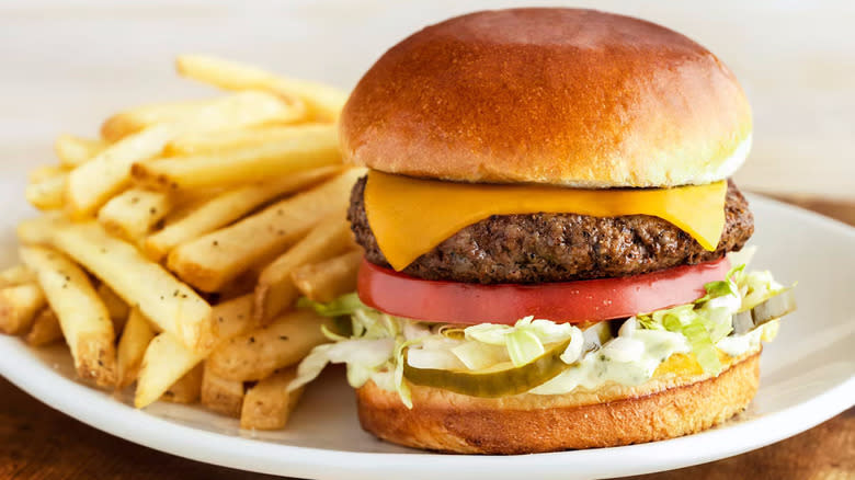 Cheeseburger and fries