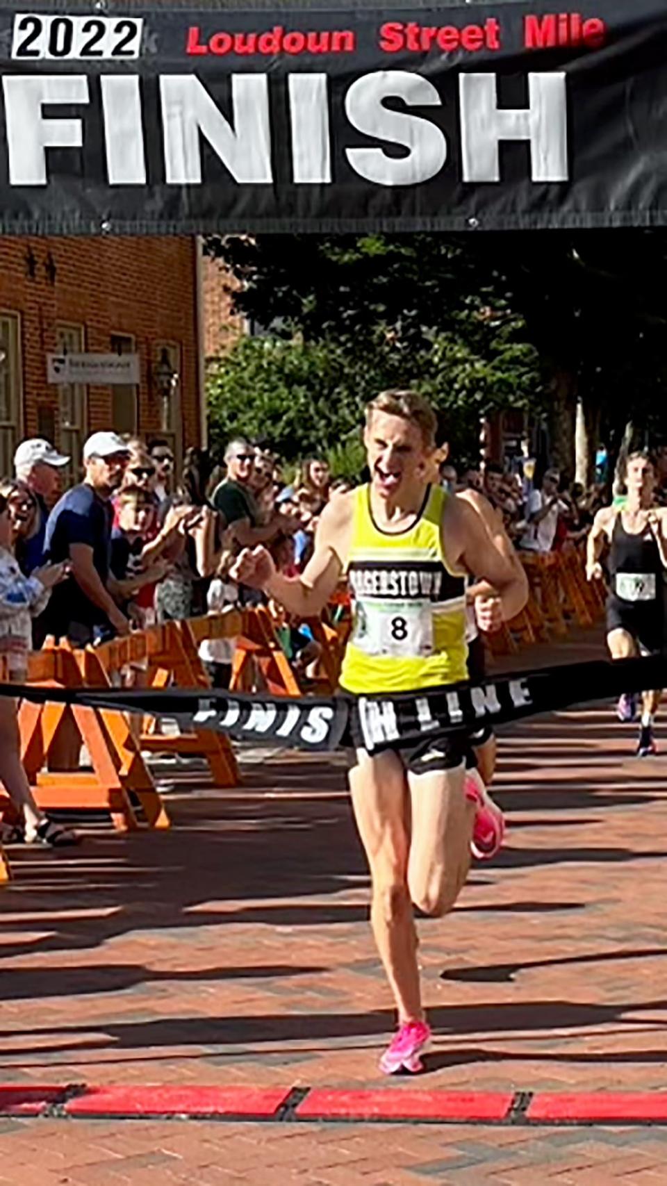 Hagerstown's David Butts win the Loudoun Street Mile in 4:03.8 on Memorial Day in Winchester, Va.