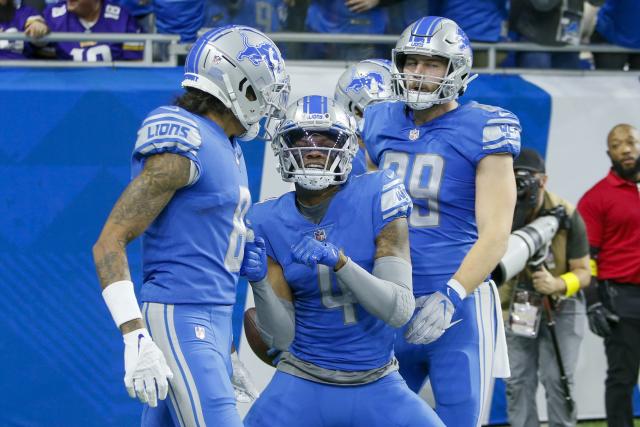 Detroit Lions players meet with the media on June 8 