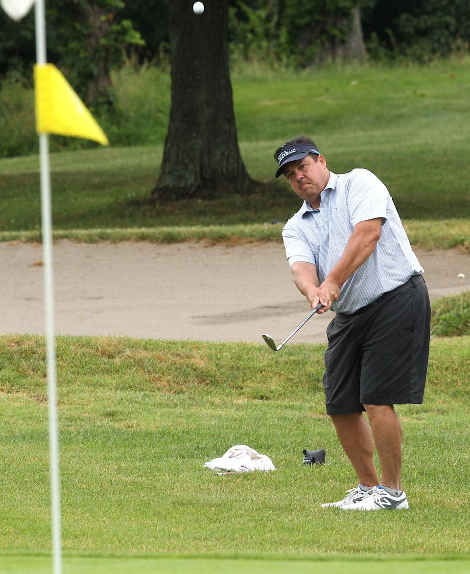 Todd May aims for the pin during the final round of the City Golf Qualifying Tournament at Cascades Golf Course on Sunday, June 26, 2022.