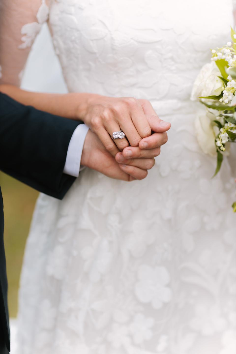 The Bride Wore an Ethereal Lace Dress for Her Formal Garden Party Wedding Overlooking the Long Island Sound