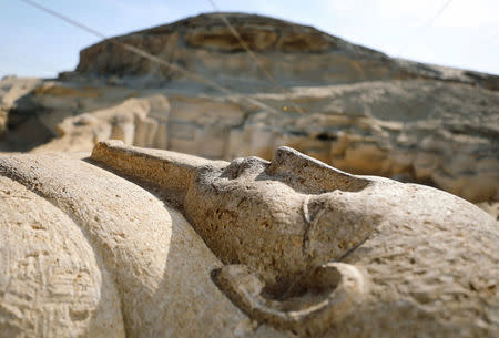 A stone sarcophagi, discovered in an ancient burial site in Minya, Egypt February 24, 2018. REUTERS/Mohamed Abd El Ghany