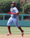 Philadelphia Phillies Maikel Franco circles the bases after hitting a solo home run during the second inning of a baseball game against the New York Mets, Thursday, Aug. 16, 2018 in Philadelphia. (AP Photo/Tom Mihalek)