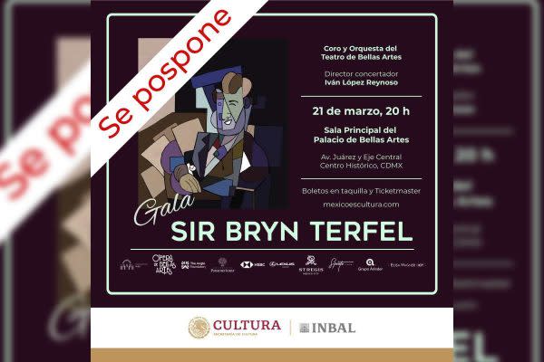 El INBAL anunció que la gala de sir Bryn Terfel se pospuso y la fecha se reprogramará. Foto: X