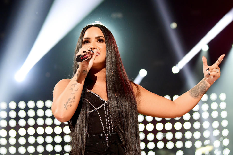 LOS ANGELES, CA - NOVEMBER 19:  Demi Lovato performs onstage during the 2017 American Music Awards at Microsoft Theater on November 19, 2017 in Los Angeles, California.  (Photo by Emma McIntyre/AMA2017/Getty Images for dcp)