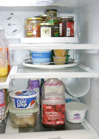 Put a lazy Susan in your fridge.