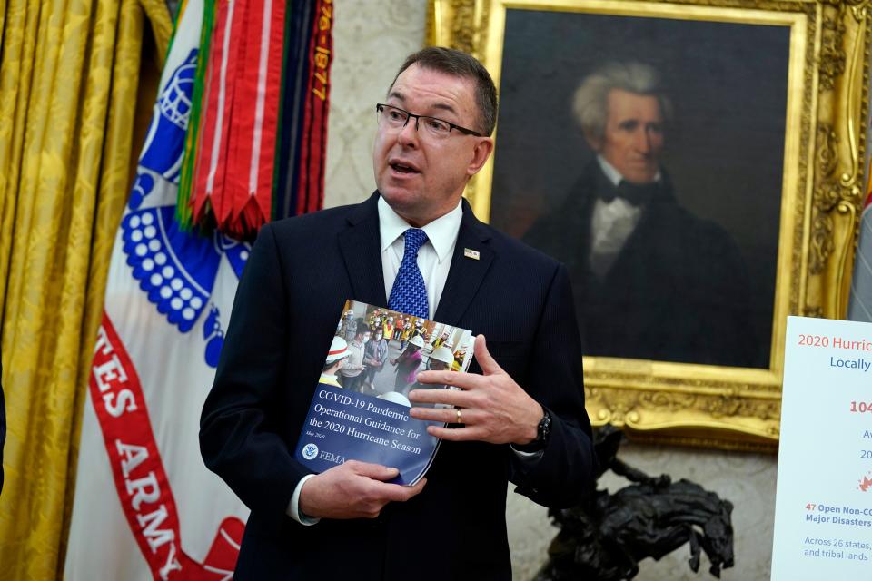 In May 2020, FEMA Administrator Peter Gaynor speaks at an Oval Office briefing on pandemic guidance for what would end up being the most active hurricane season in history.