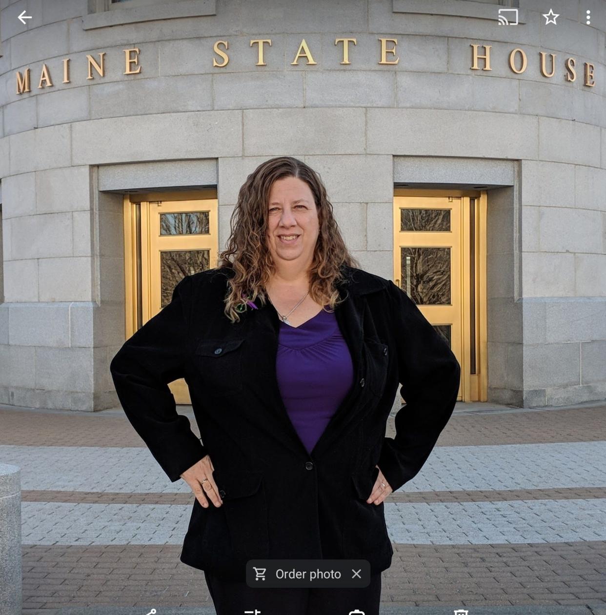 Susan Meehan, the president of the newly formed Maine Cannabis Union, is seen here at the State House in Augusta, where she frequently advocates for stakeholders in the cannabis movement and industry.