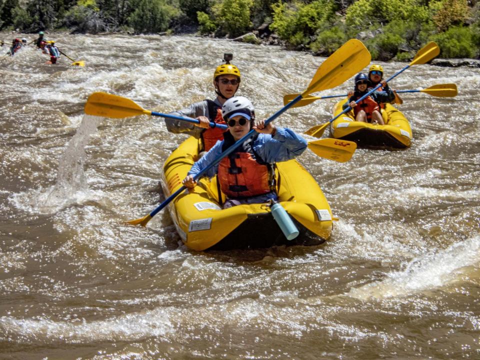 A two-person raft, shown here on the Yampa River, may be a good choice for social distancing.