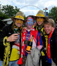 Bayern Munich and Borussia Dortund fans arrive before the UEFA Champions League Final at Wembley Stadium, London.