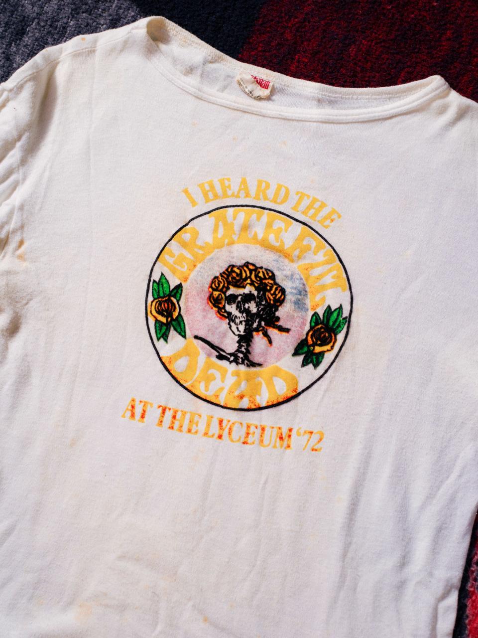 A recovered gem from the Dan Healy T-shirt archive, commemorating the four Lyceum shows that concluded the Grateful Dead's first-ever European tour.