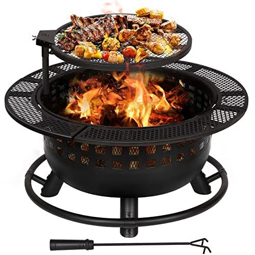 11) 2 in 1 Fire Pit with Swivel Cooking Grill
