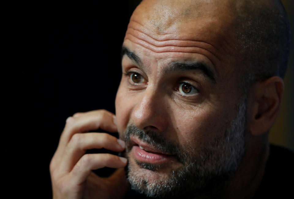 Manchester City manager Pep Guardiola during a press conference Action Images via Reuters/Carl Recine