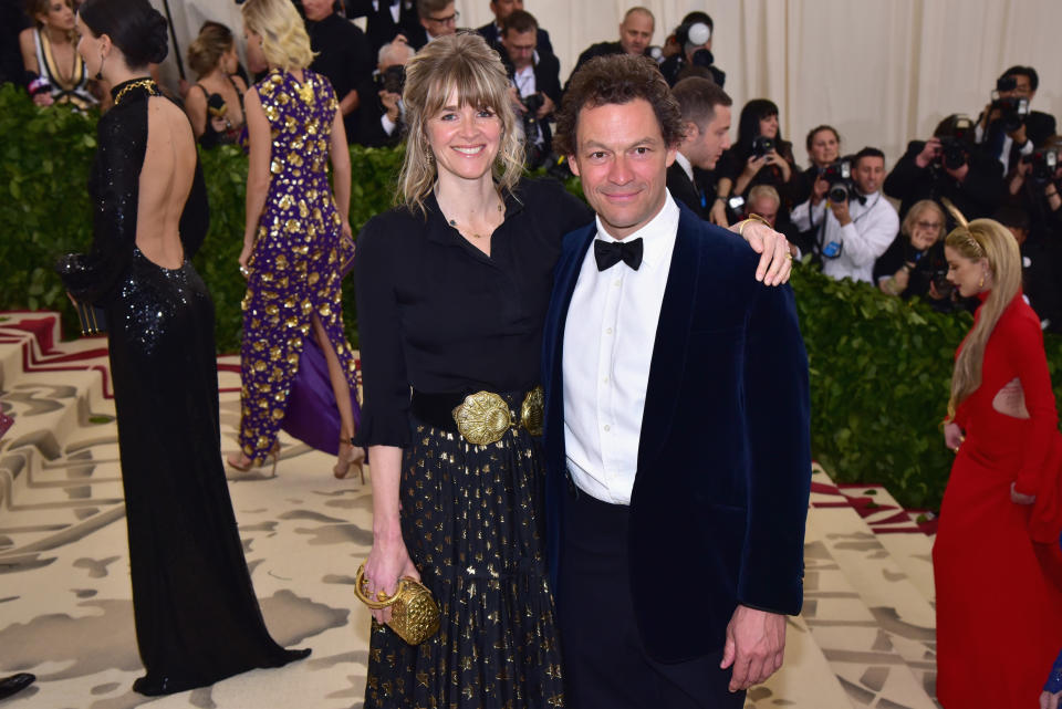NEW YORK, NY - MAY 07: Catherine Fitzgerald and Dominic West attend the Heavenly Bodies: Fashion & The Catholic Imagination Costume Institute Gala at The Metropolitan Museum of Art on May 7, 2018 in New York City.  (Photo by Sean Zanni/Patrick McMullan via Getty Images)