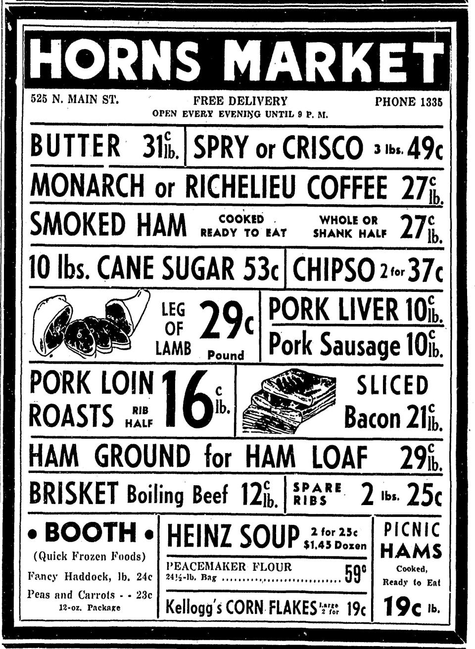 This advertisement from The Daily Telegram in the 1940s shows the prices our parents and grandparents paid for items, when wages averaged about $1,000 per year.