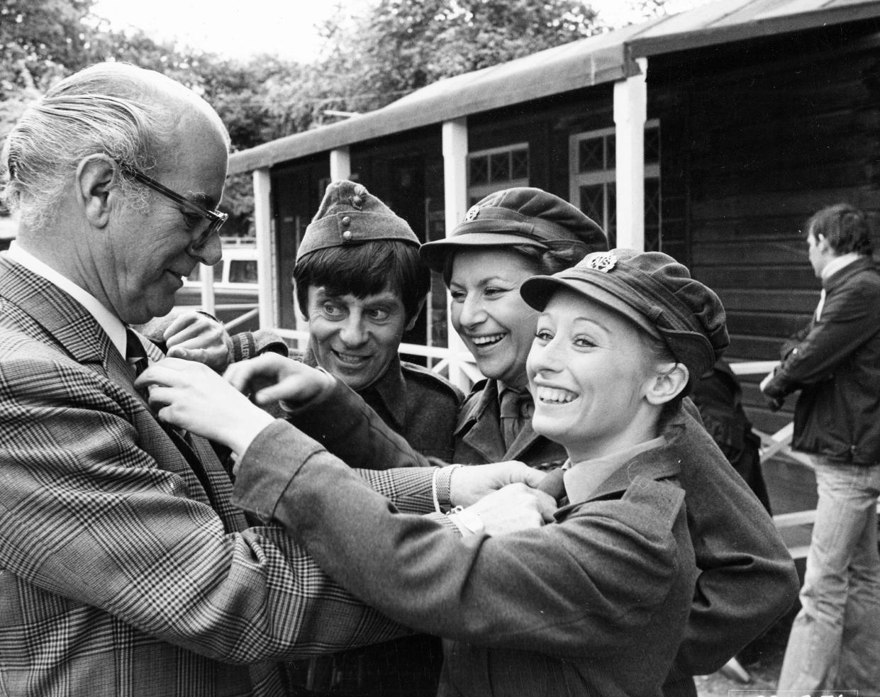 Louise Burton on the set of Carry On England with Producer Peter Rogers. (Peter Rogers Productions/ITV)