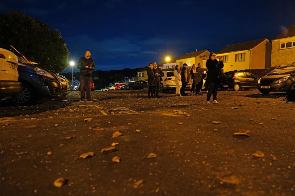 Debris at the scene at Primrose Park, Ayr, following the large explosion (PA)